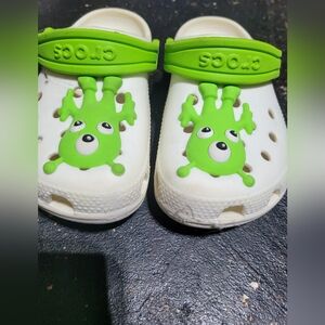 CROCS Kids' White and Green Alien Sandals
